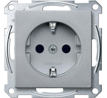 Schneider Electric Merten SM Алюминий Розетка с/з с защитными шторками безвинт. зажим