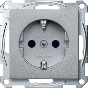 Schneider Electric Merten SM Алюминий Розетка с/з с защитными шторками безвинт. зажим