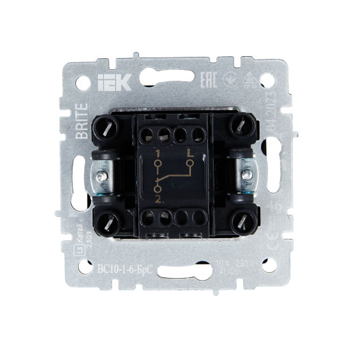 BRITE Выключ. 1-кл. прох. 10А ВС10-1-6-БрС сталь IEK