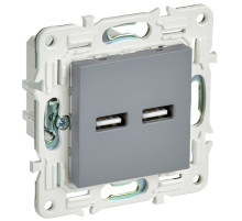 IEK SKANDY Серый Розетка USB A+A 3,1А SK-R15Gr