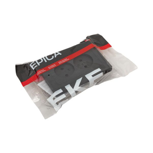 Механизм розетки двойной, 16А, без заземления, со шторками, с рамкой, чёрный Эпика EKF