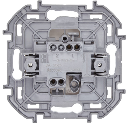 Выключатель кнопочный одноклавишный - Legrand/Daccord Inspiria - с нормально-открытым контактом 6А 250В безвинтовые зажимы - слоновая кость