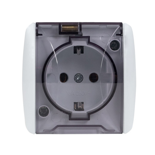 Владивосток Розетка 1-местная 16А с заземлением с прозрачной крышкой IP54 EKF