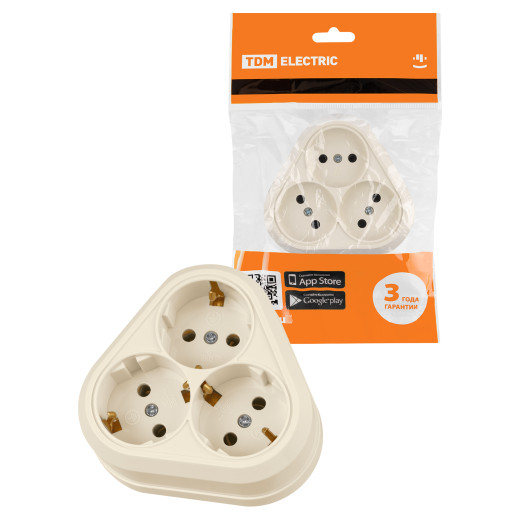 Розетка треугольная 2П+3 открытой установки IP20 16A сл.кость 