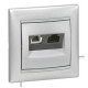 Розетка двойная RJ11+RJ45 категория 5e UTP - Legrand Etika - алюминий