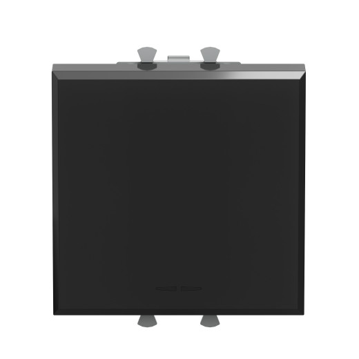 Переключатель одноклавишный модульный, Avanti, черный квадрат, 2 модуля