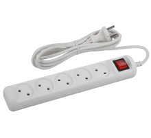 ЭРА Удлинитель электрический  U-5s-1,5m-2x1 без заземления c выключателем 5 розеток 1,5м ПВС 2x1мм2 10А