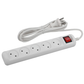 ЭРА Удлинитель электрический  U-5s-1,5m-2x1 без заземления c выключателем 5 розеток 1,5м ПВС 2x1мм2 10А