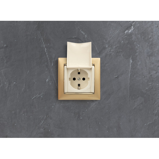 Розетка с заземлением - Legrand Valena - со шторками с защитной крышкой 16А 250В винтовые зажимы - слоновая кость