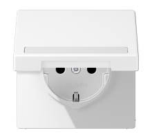 JUNG LS 990 Белый матовый Розетка с крышкой, с полем для надписи, SCHUKO