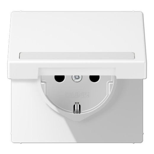 Розетка SCHUKO® с крышкой, с полем для надписи, термопласт, белый матовый