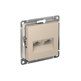 Systeme Electric AtlasDesign Песочный Розетка двойная компьютерная RJ45+RJ45, кат.5E, механизм
