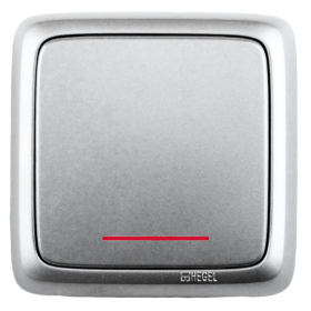 Hegel Альфа наруж Серебро ВА10-114-06 Выключатель 1-клавишный с индикацией, с изол. пластиной