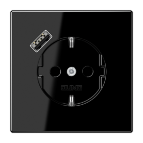 JUNG Розетка SCHUKO® с USB-зарядным устройством, тип A термопласт черный