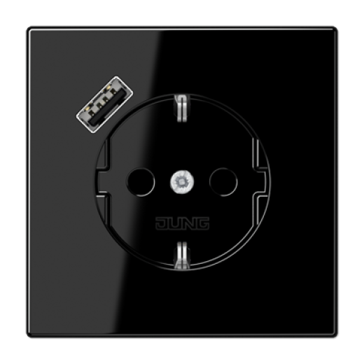 Розетка SCHUKO® с USB-зарядным устройством, тип A, термопласт, черный