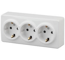 ЭРА Розетка Эксперт 11-2208-01 тройная с заземлением 3х2P+E Schuko 16A-250В IP20, ОУ горизонт. белый