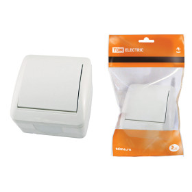 TDM Выключатель 1-кл. открытой установки IP44 10А белый 