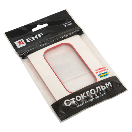 Стокгольм Рамка для розетки 2-местная белая с линией цвета красный EKF PROxima