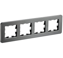 IEK BRITE DECOR Титан металл. скругл.угол Рамка 4-м РУ-4-1-Бр RE