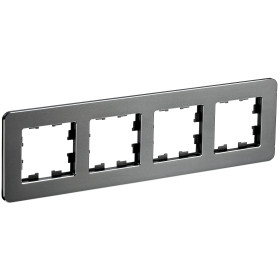 IEK BRITE DECOR Титан металл. скругл.угол Рамка 4-м РУ-4-1-Бр RE