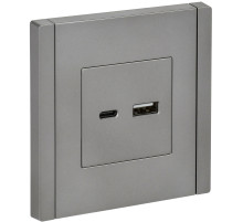 IEK FORTE&PIANO Сталь Розетка USB A+C 18Вт FP551
