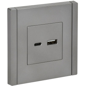 IEK FORTE&PIANO Сталь Розетка USB A+C 18Вт FP551