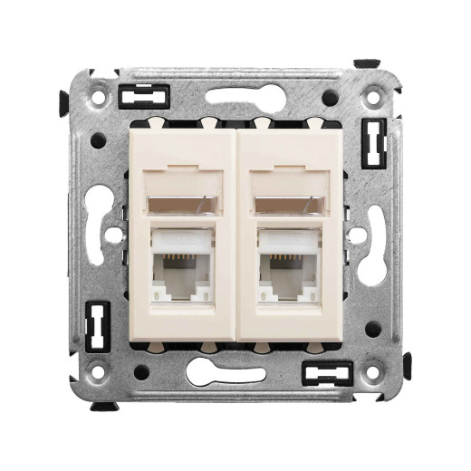 Компьютерная розетка RJ-45 в стену, кат.5e двойная, Avanti, ванильная дымка