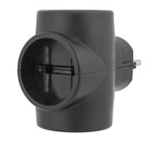 REXANT Тройник электрический, 6-10 А, без заземления, черный.