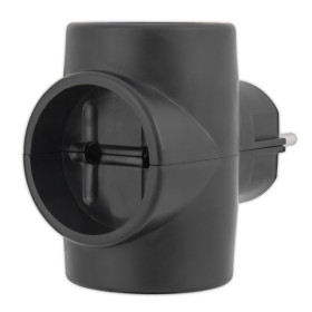 REXANT Тройник электрический, 6-10 А, без заземления, черный.