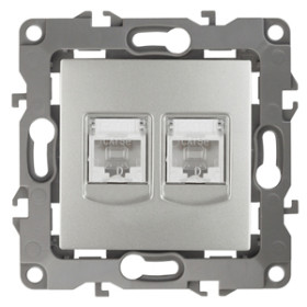 ЭРА Розетка Серия 12 12-3108-03 информационная двойная 2XRJ45 IP20 алюминий