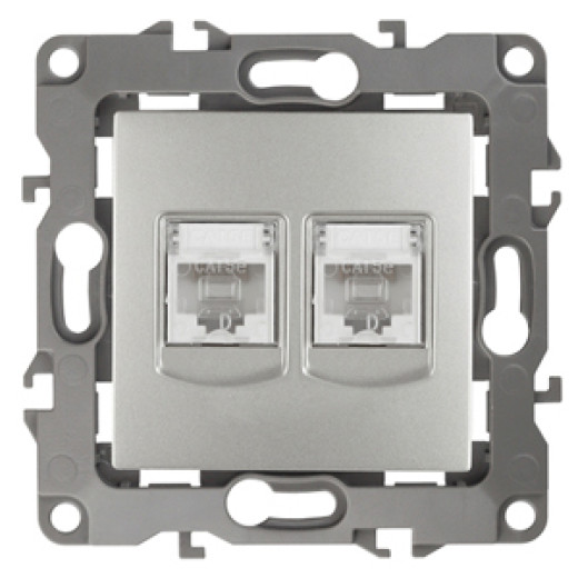 Розетка ЭРА Серия 12 12-3108-03 информационная двойная 2XRJ45 IP20 алюминий