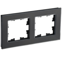 IEK BRITE DECOR Черный матовый стекло Рамка 2-м РУ-2-2-Бр