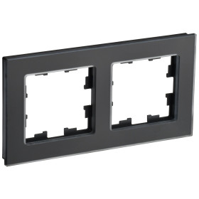 IEK BRITE DECOR Черный матовый стекло Рамка 2-м РУ-2-2-Бр