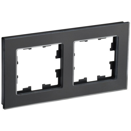 BRITE Рамка 2-мест. РУ-2-2-Бр стекло черн. матовый IEK