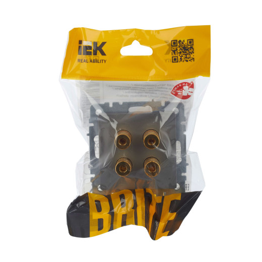 BRITE Аудиорозетка 4-мест. РА10-БрС сталь IEK