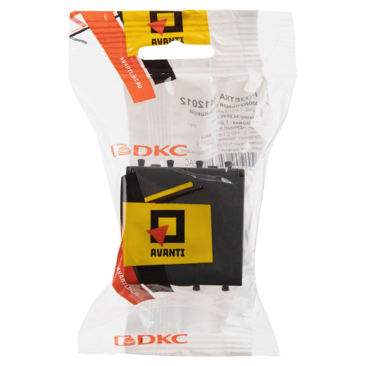 Розетка с крышкой модульная, 2P+E, с з/ш, Avanti, черный матовый, 2модуля