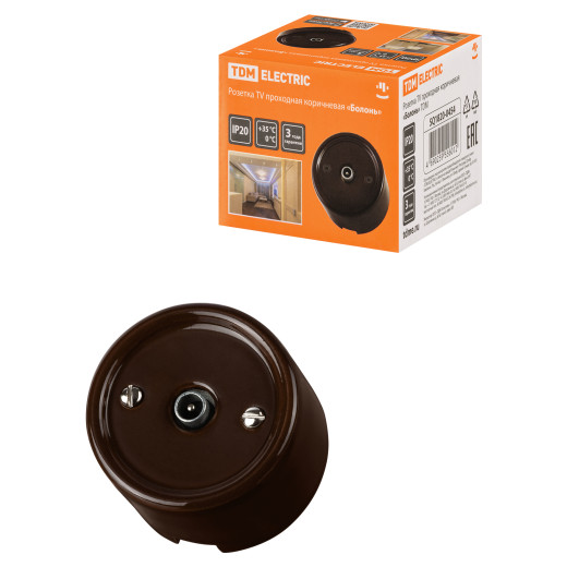 Розетка TV проходная коричневая «Болонь» TDM