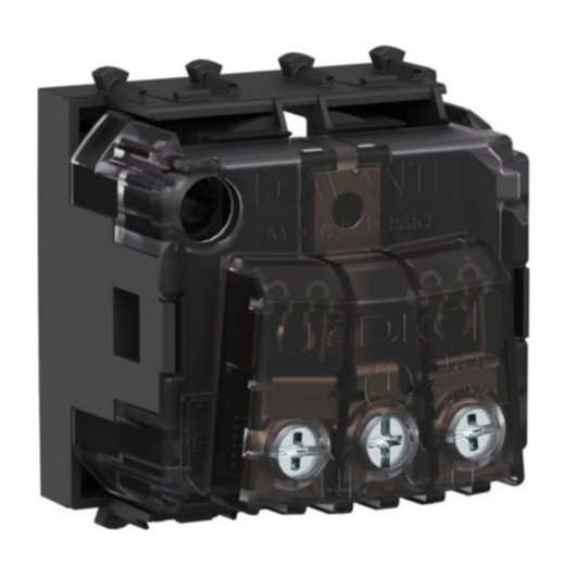 Розетка модульная, 2P+E, с з/ш, Avanti, черный квадрат, 2 модуля