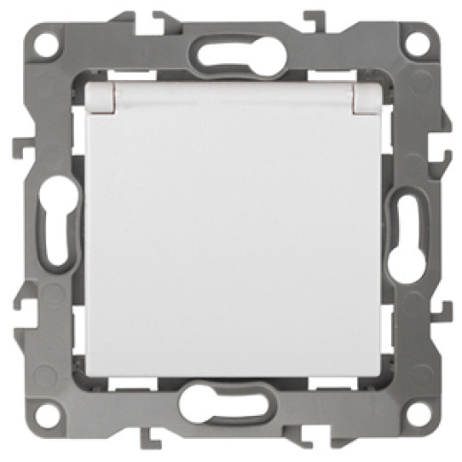 Розетка ЭРА Серия 12 12-2103-01 с заземлением 2P+E Schuko со шторками с крышкой 16A-250В IP20 белый