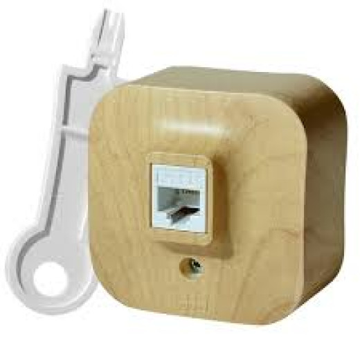 Розетка телефонная RJ11 - Legrand Quteo - IP20 накладной монтаж - дерево