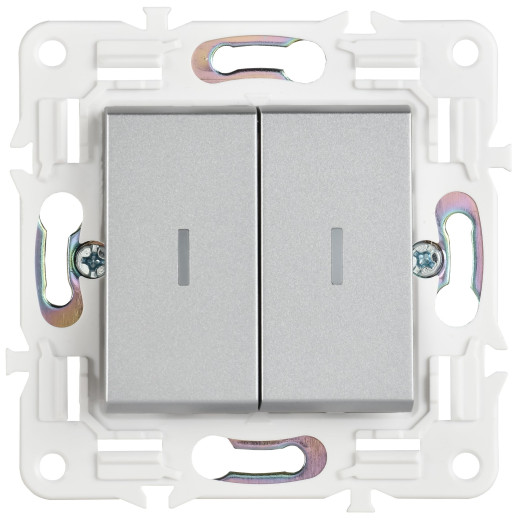 SKANDY Выключ. 2-кл. прох. с инд. 10А SK-V10S сереб. IEK