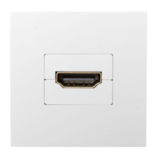 Розетка HDMI, 2 модуля, 1 гнездо, без индикатора, белая EKF