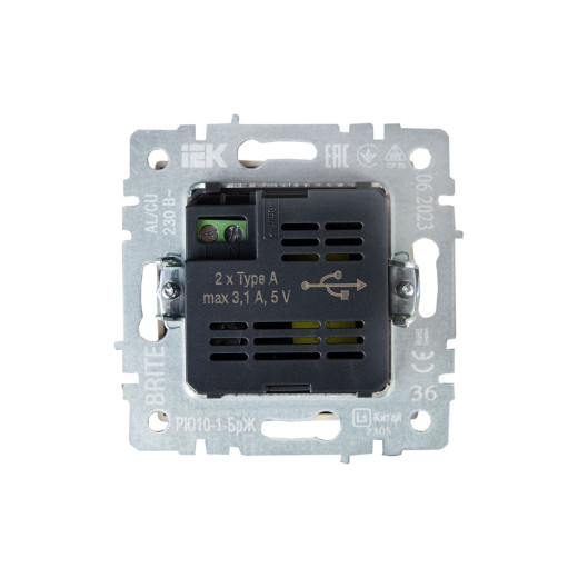 BRITE Роз. USB A+A 3,1А РЮ10-1-БрЖ жемч. IEK