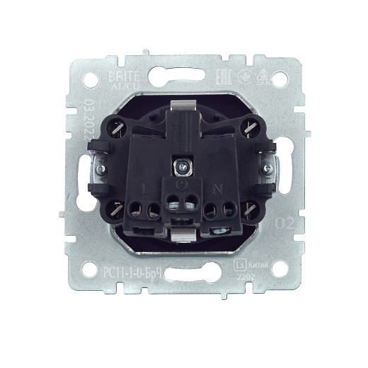 BRITE Роз. с з/к без з/ш 16А РС11-1-0-БрЧ черн. IEK