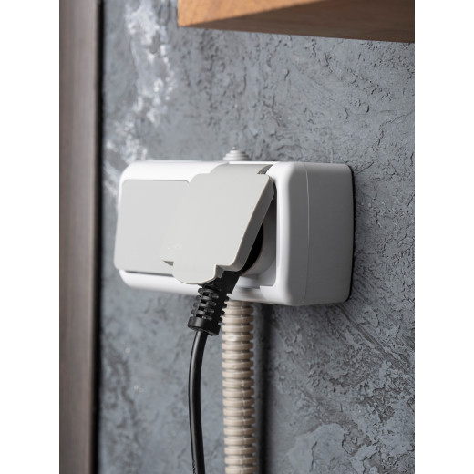 Мурманск Блок розетка 1-м 16А с заземлением с крышкой+ 1-кл выключатель IP54 серый EKF