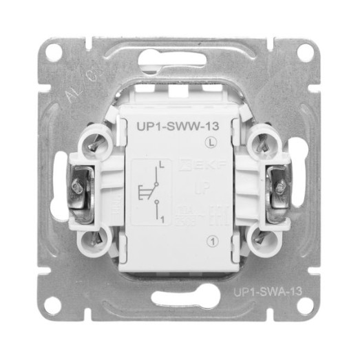 Механизм выключателя, одноклавишный, кнопочный, алюминий Эпика EKF