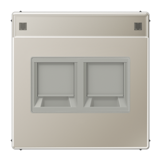 Плата (фиксация защёлкиванием) с полем для надписи для двух модулей, металл, нержавеющая сталь