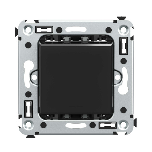 Переключатель одноклавишный в стену, Avanti, черный квадрат