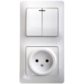 Systeme Electric Glossa Бел Блок: розетка и 2-кл. выключатель с подсветкой