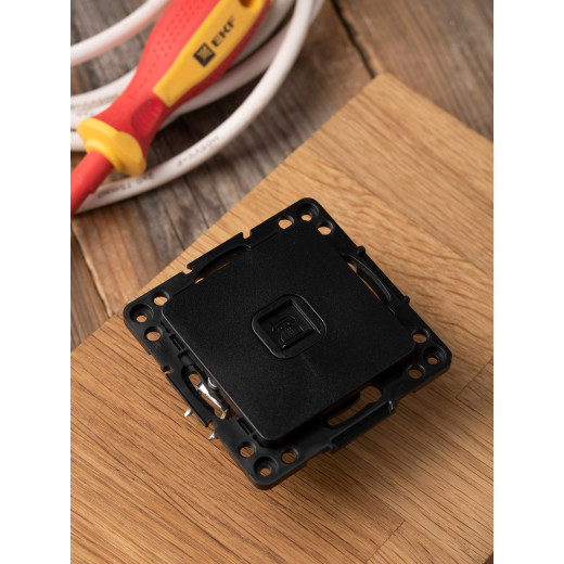 Стокгольм Механизм Розетки Phone 1-местной черный EKF PROxima